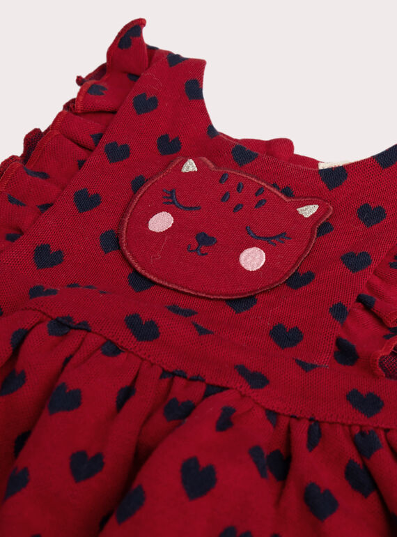 Red heart print dress for baby girl  VIKOROB2 / 24WG0931ROB511