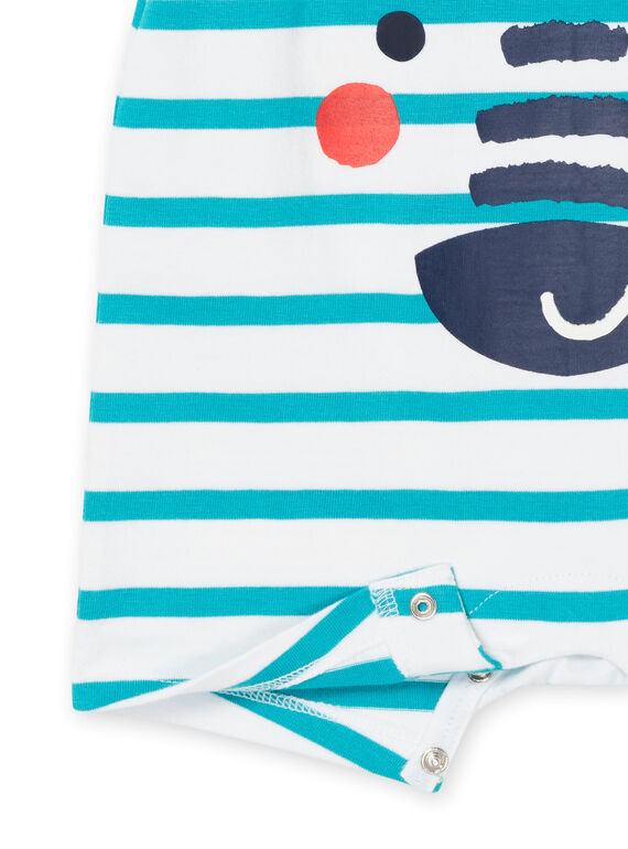 Turquoise short jumpsuit with stripes print RUPLACOM2 / 23SG10P2CBL202