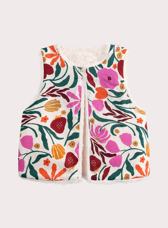 Reversible sleeveless ecru vest for girls  VAKOCAR2 / 24W90132CAR114