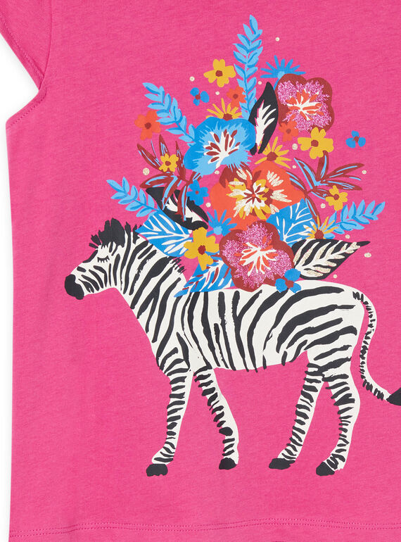 T-shirt grenadine with zebra and flowers RAJUNTI3 / 23S901U1TMCF507