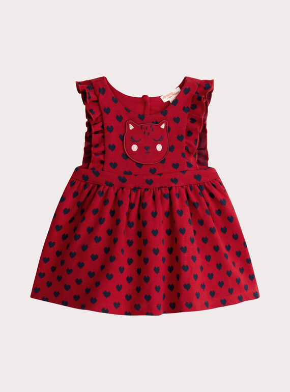 Red heart print dress for baby girl  VIKOROB2 / 24WG0931ROB511