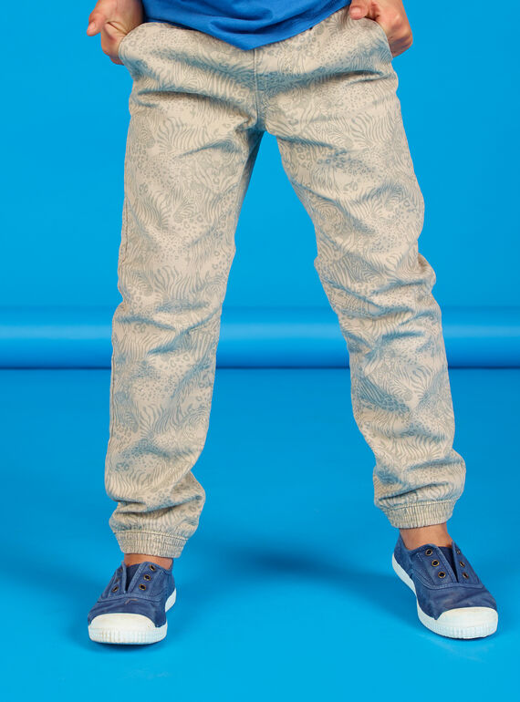 Grey cotton pants with wild animal print LOBLEPAN1 / 21S902J1PAN811
