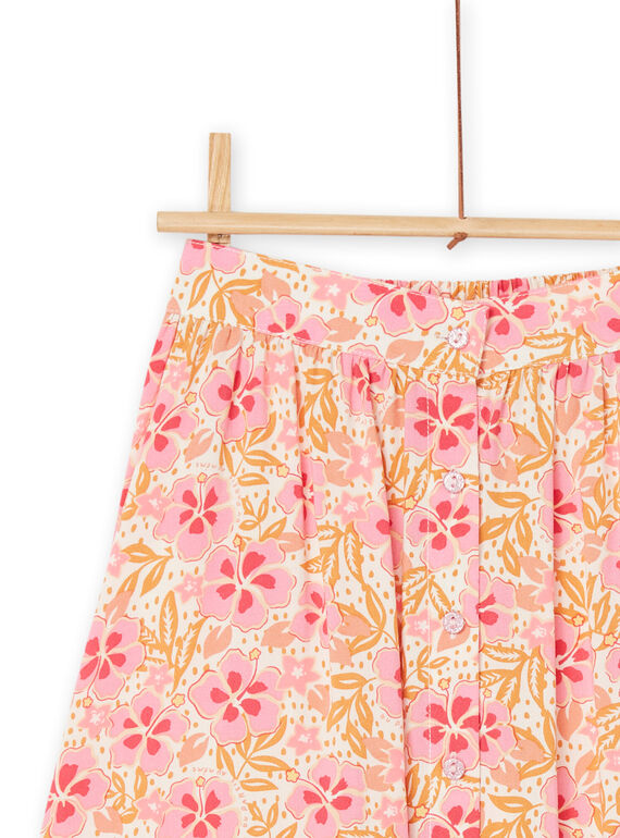 Pink skirt with floral print RASUMJUP / 23S901Y1JUP003