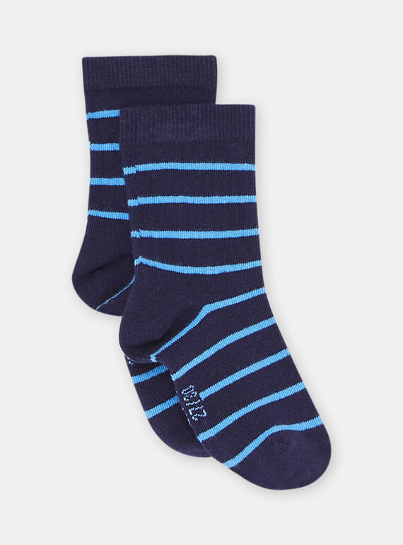 Boy's turquoise striped socks SYOJOCHOR4 / 23WI02B6SOQC217