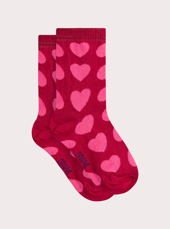 Heart pattern socks for girls  VYAFORCHO / 24WI01G3SOQF529