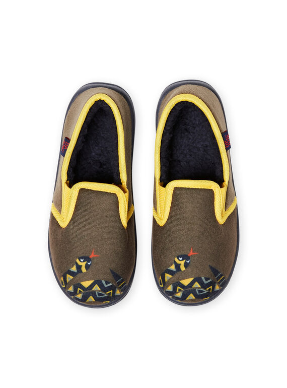 Khaki green slippers with snake pattern child boy MOPANTSNAKE / 21XK3631D0B604
