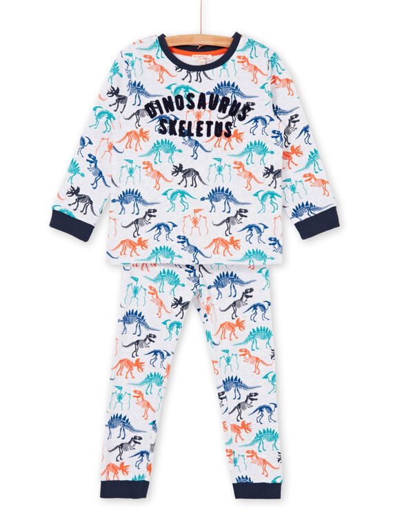 White and navy blue dinosaur print boy's pajama t-shirt and pants LEGOPYJSKE / 21SH125APYJJ920