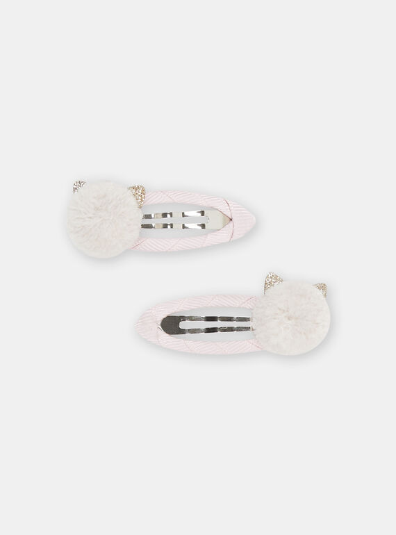 2 pink cat-eared barrettes for girls SYAJOCLIP6 / 23WI018BBRTD322
