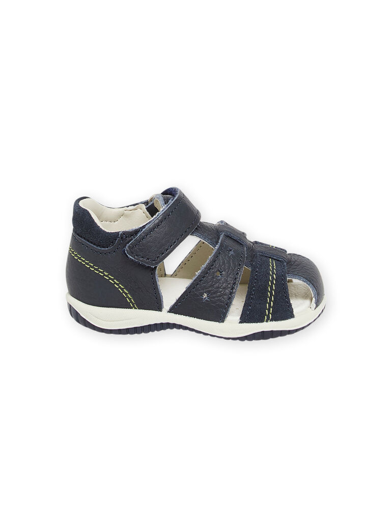 Navy blue leather sandals baby boy NUSANDILAN / 22KK3845D0E070