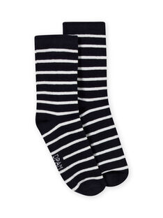 Baby boy's navy blue and ecru striped socks MYOJOCHOR1 / 21WI0211SOQ001