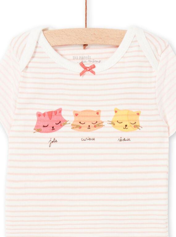 Pink and white striped bodysuit LEFIBODCHA / 21SH1322BDL001