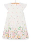 Child girl dress in ecru with floral print