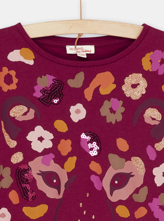 Plum t-shirt with panther animation SACOUTEE1 / 23W901L3TML709