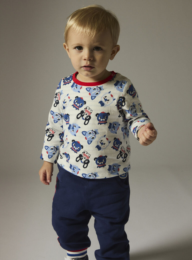Baby boys' reversible ecru T-shirt Baby boys' reversible ecru T-shirt WUKATEE1 / 25SG1035TMLA002
