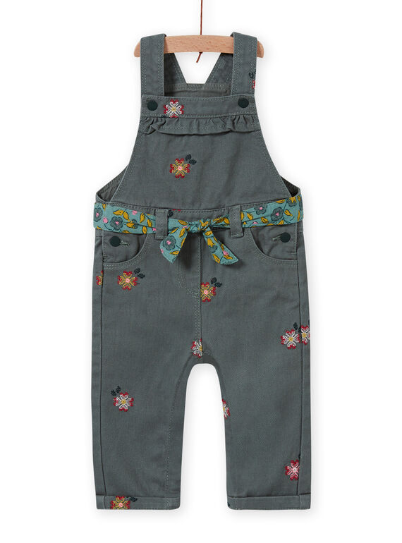 Baby girl khaki floral embroidery overalls MIKASAL / 21WG09I1SAL626
