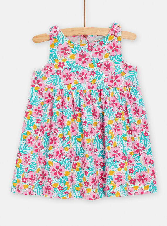 Multicolored dress with floral print for baby girls TIPLAROB2 / 24SG09S3ROB000