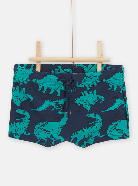 Boys' blue dinosaur-print swim trunks TYOMERSHODIN / 24SI02G1MAI705