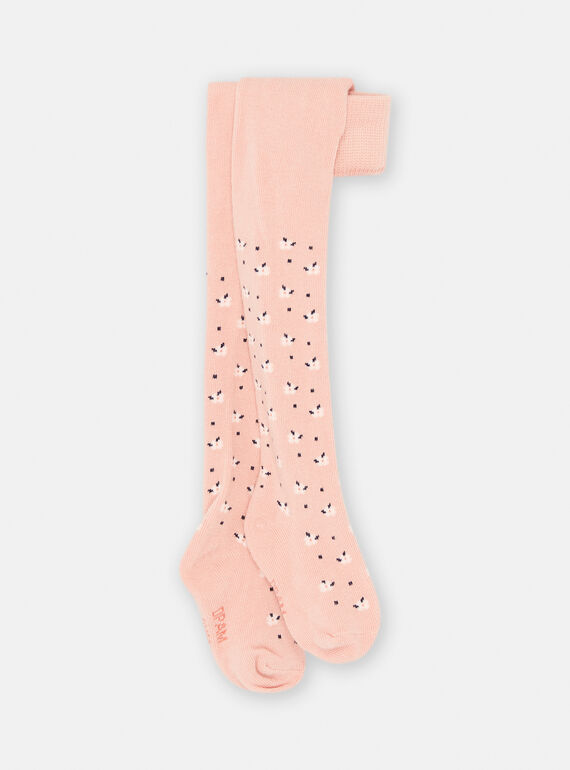 Baby girl tea-pink tights with floral print SYIJOCOL4 / 23WI09N6COLD329