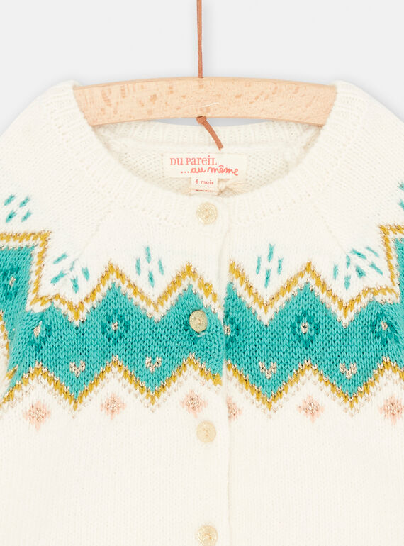 Ecru baby girl knit cardigan SIDUCAR / 23WG09P1CAR001