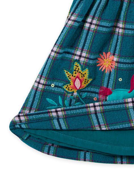 Baby girl's turquoise check and patterned dress MITUROB3 / 21WG09K1ROBC217
