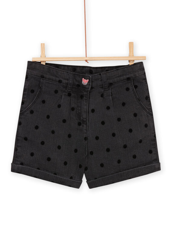 Denim shorts with flocked polka dot print PARHUSHORT / 22W901Q1SHO941