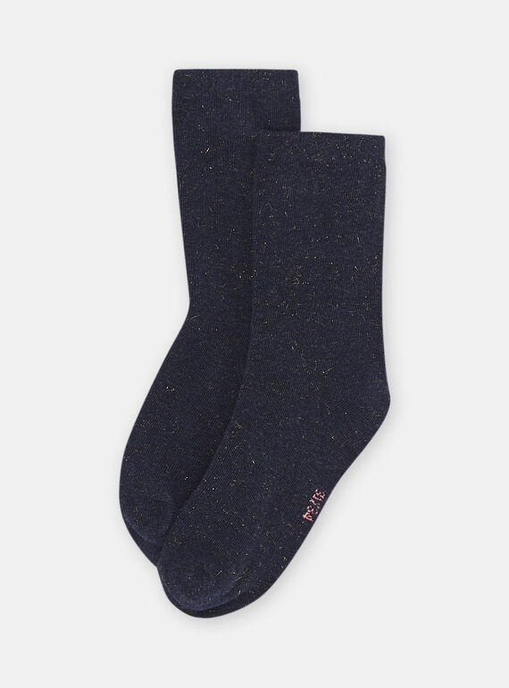 Girl's navy blue socks SYAJOSCHO1 / 23WI01B4SOQ070