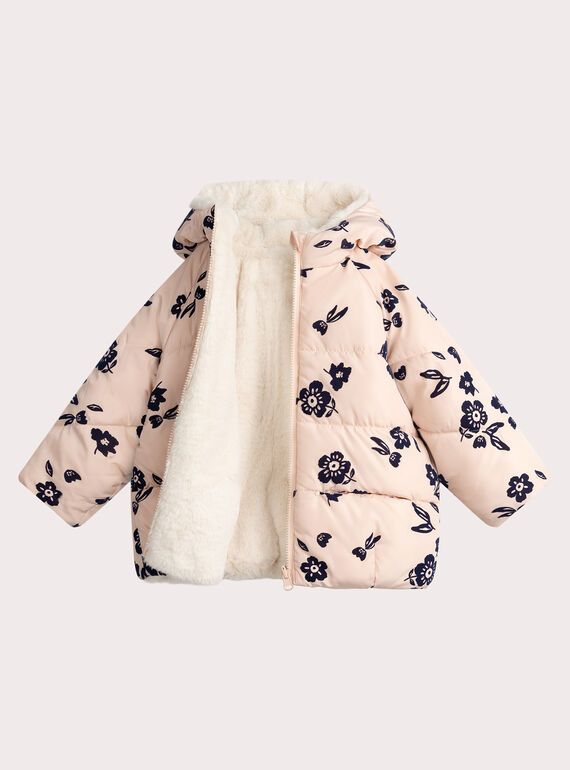 Reversible pink faux fur down jacket for girls  VAFURDOUNE / 24W901E2D3ED329