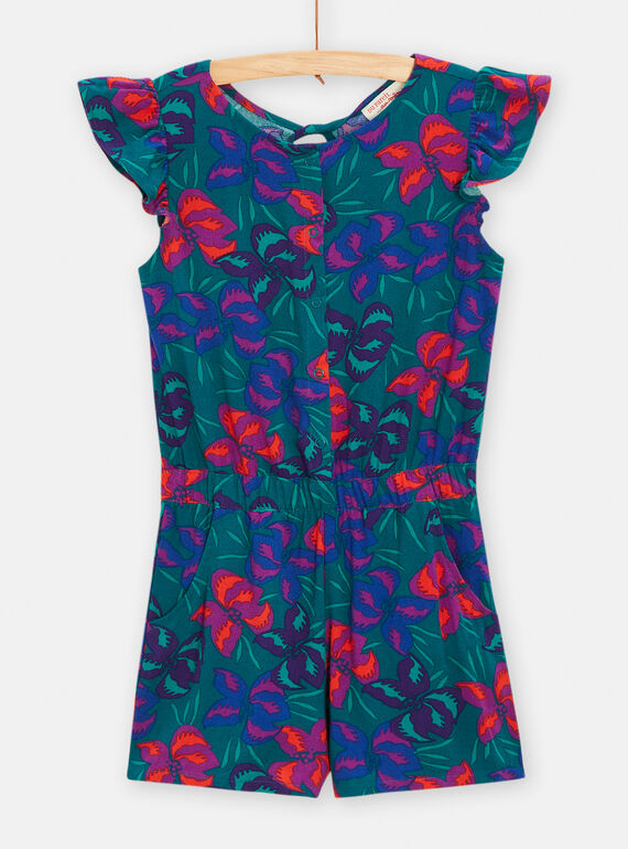 Green playsuit with floral print for girls TAMUMCOMB1 / 24S901R1SAC714