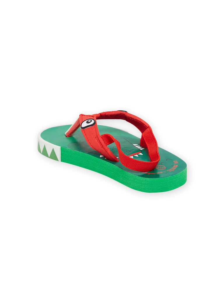 Green and red flip-flops with crocodile print child boy NOTONGCROC / 22KK3681D01050