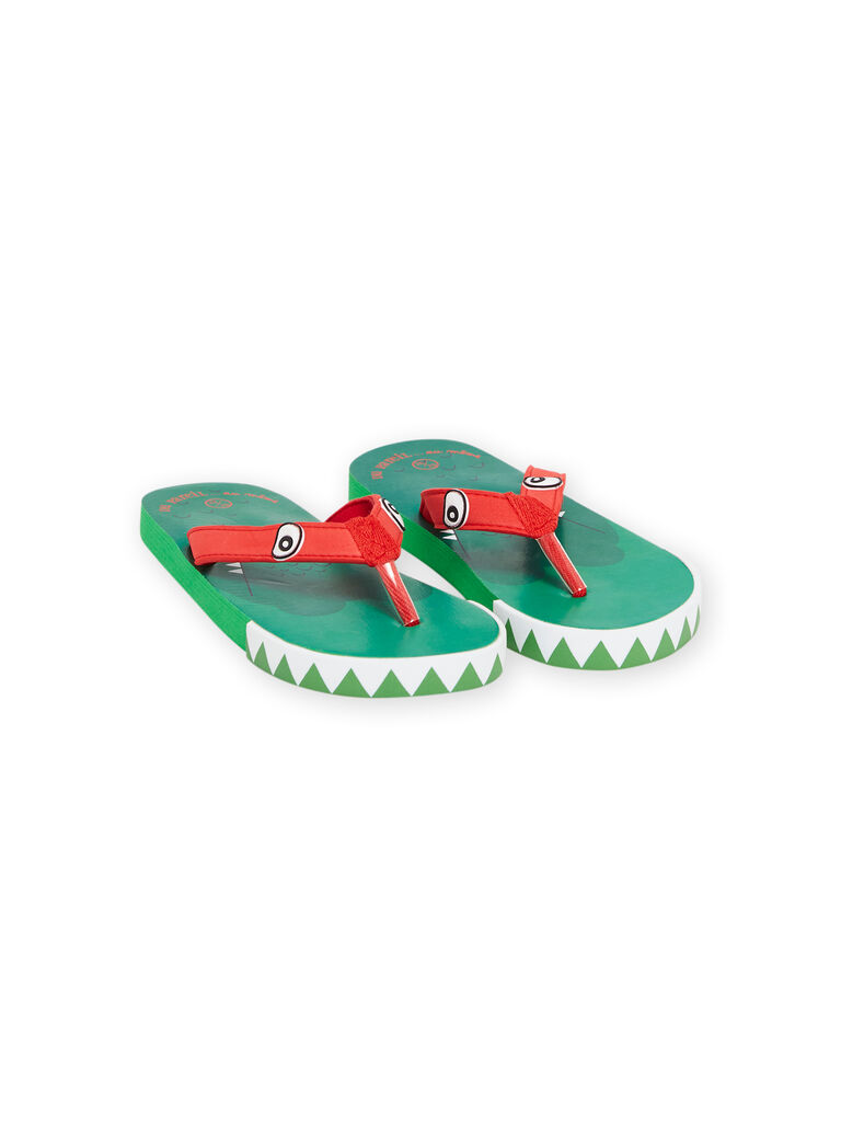Green and red flip-flops with crocodile print child boy NOTONGCROC / 22KK3681D01050