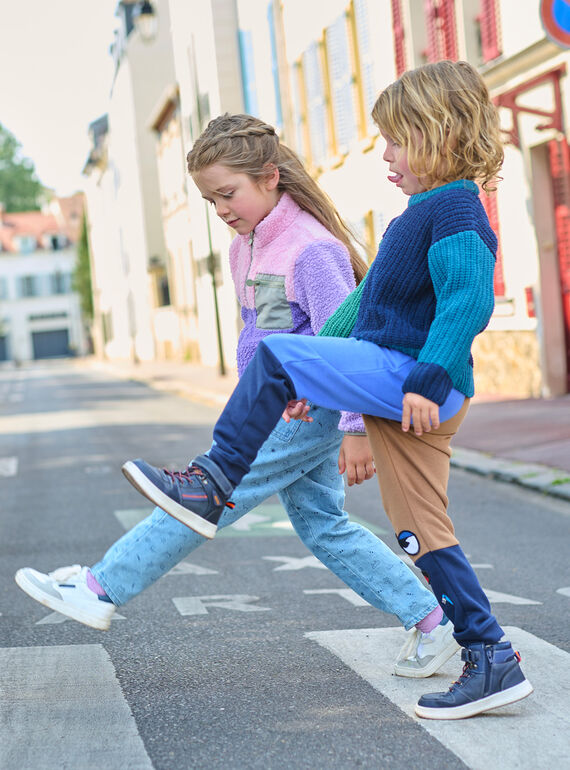 Boy's blue and green colorblock sweater SOJOPUL3 / 23W902M1PUL705