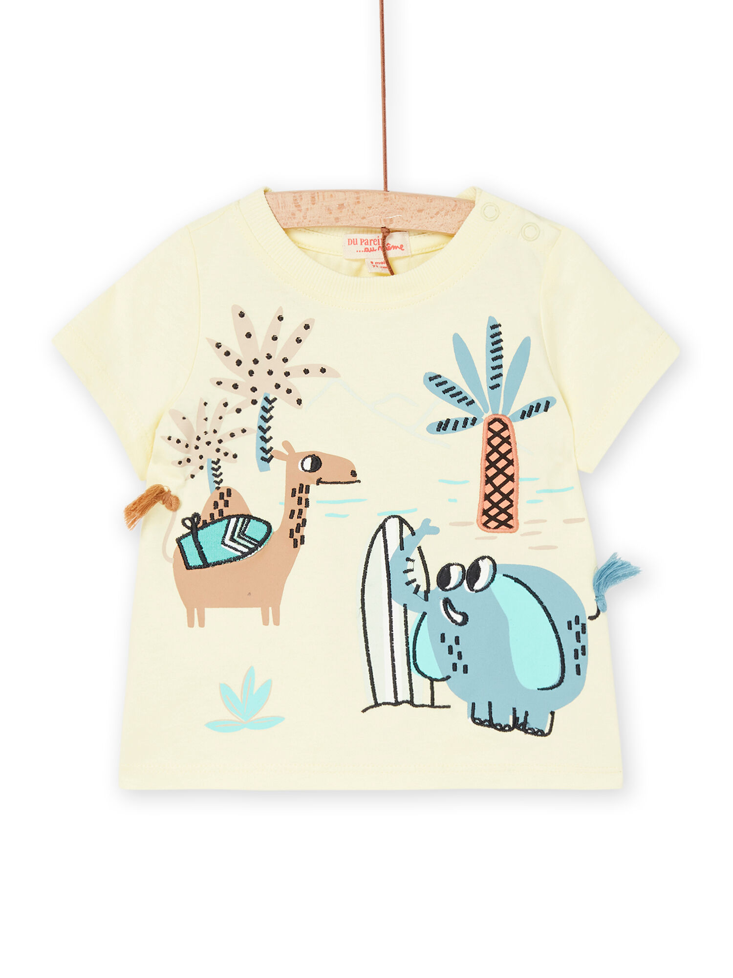 Pale yellow animal print T shirt buy online T Shirt DPAM International Website