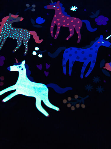 Phosphorescent velvet pajamas for girls  VEFAPYJBLE / 24WH1194PYJ070