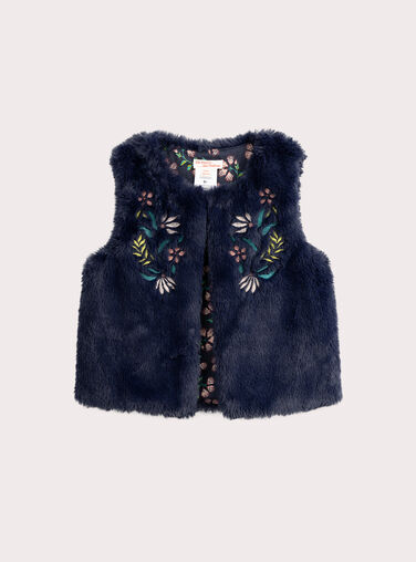 Navy fur reversible cardigan for girls  VAKLICAR1 / 24W90142CAR070