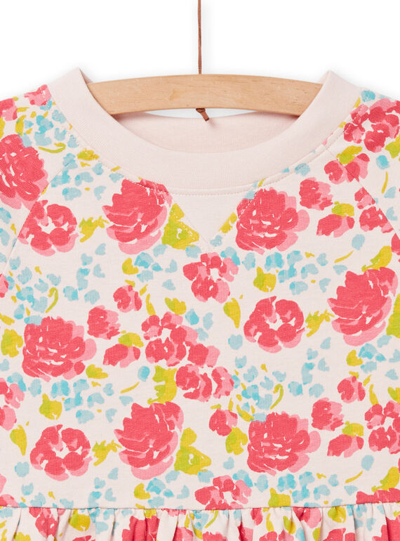 Child girl nude dress with floral print in French terry NAJOROB2 / 22S90172ROBD319