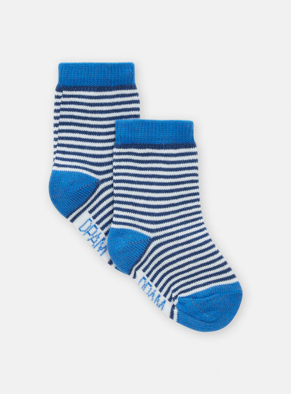 Ink blue and white striped socks for baby boys TYUJOCHO3 / 24SI1088SOQC214