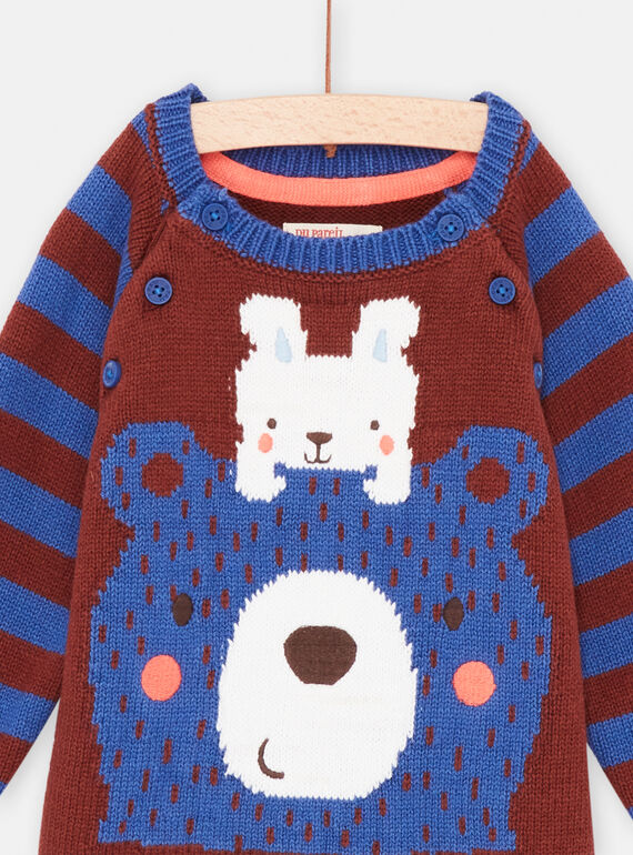 Baby Boy Brown and Blue Striped Sweater SUFORPUL / 23WG10K1PUL812