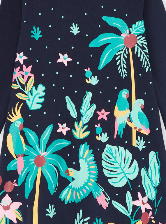 Girl's blue tropical print nightdress and leggings SEFACHUEXO / 23WH1141CHN070