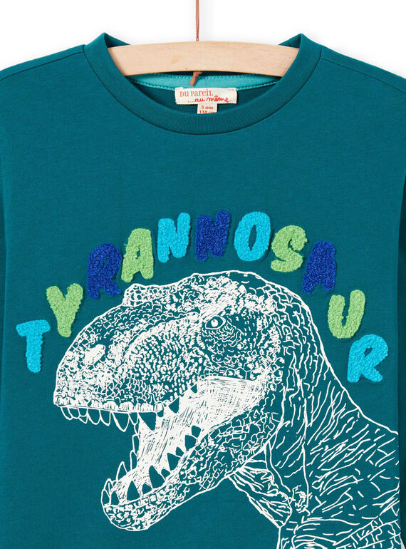 Blue long sleeve t-shirt with tyrannosaurus design for boys MOTUTEE6 / 21W902K6TML714