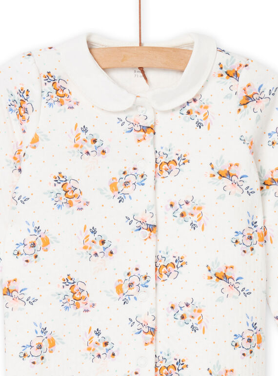 Baby girl floral print romper in ecru NEFIGREMO / 22SH13E1GRE001