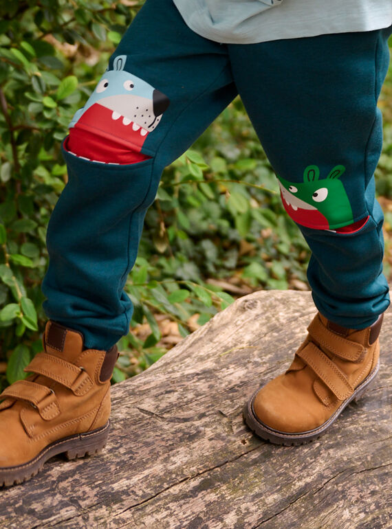 Boy's petrol blue bear jogging suit SODUJOG / 23W902P1JGB715