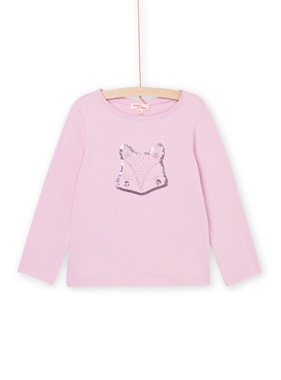 Pink long sleeve t-shirt with fox animation PAJOYTEE4 / 22W901B5TMLH700