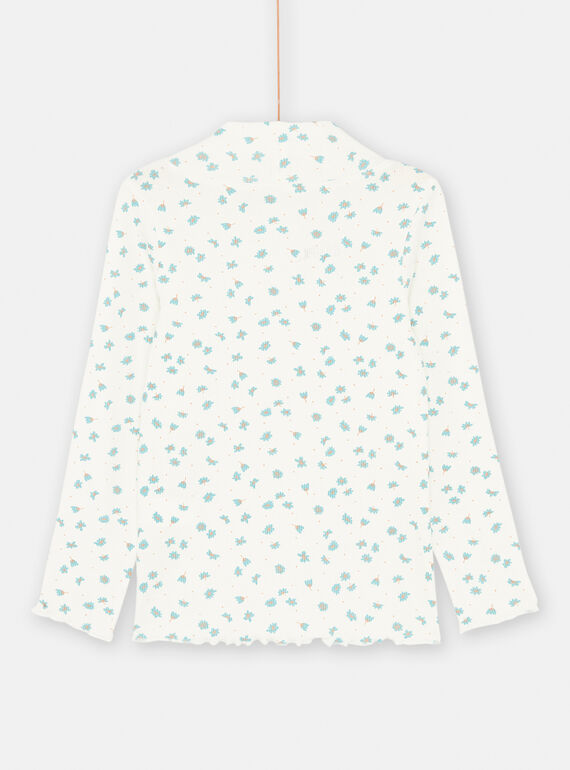Girls' ecru floral print under-sweater SAJOSOUP5 / 23W901NASPL001