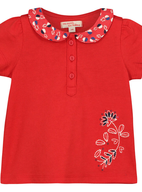 Baby girls' Peter Pan collar T-shirt FITOBRA / 19SG09L1BRA330