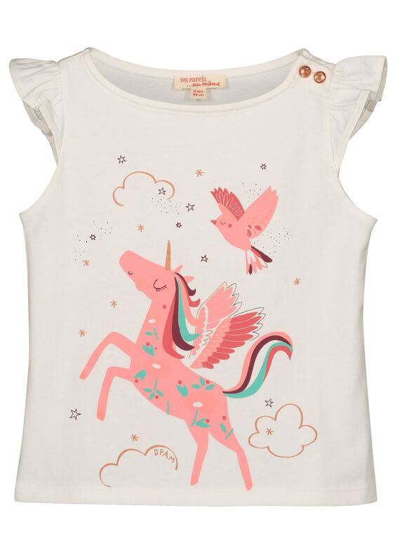Girls' unicorn print T-shirt GAVETI1 / 19W90121TMC006