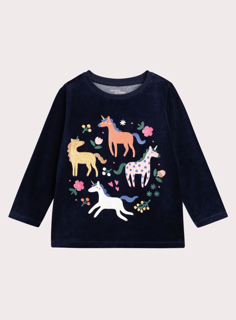 Phosphorescent velvet pajamas for girls  VEFAPYJBLE / 24WH1194PYJ070