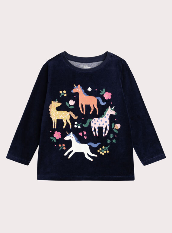 Phosphorescent velvet pajamas for girls  VEFAPYJBLE / 24WH1194PYJ070