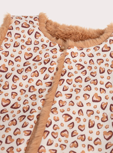 Reversible brown fur cardigan for girls  VABACAR / 24W901Q1CARI820