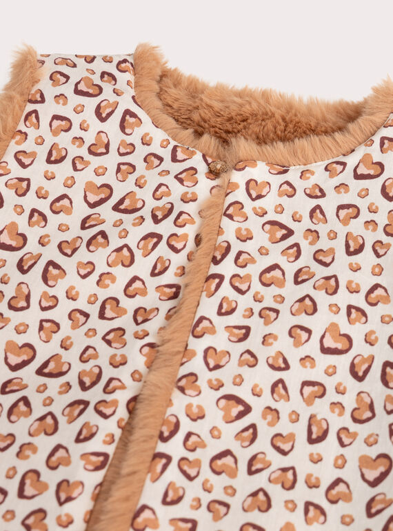 Reversible brown fur cardigan for girls  VABACAR / 24W901Q1CARI820
