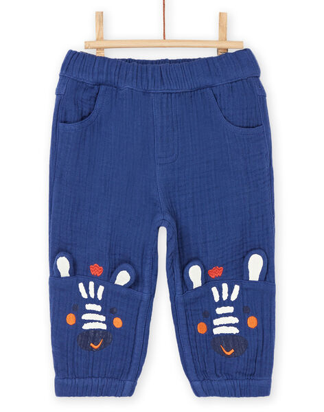 Blue majorelle pants with zebra print RUNAUPAN3 / 23SG10N3PANC231